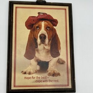 Vintage Hallmark Plaque Basset Hound Hope For The Best Cope With Rest Quote‎